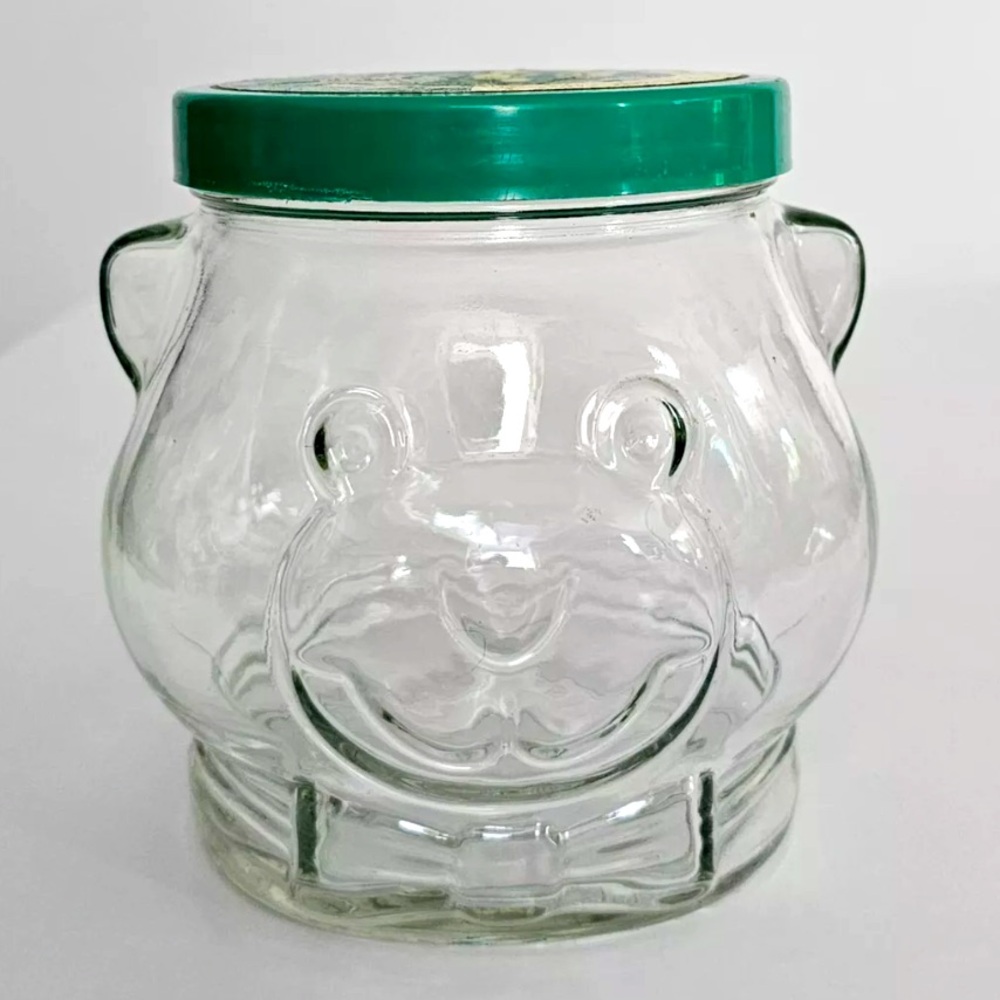 COPY - Vintage Kraft Peanut Butter Glass Jar - Papa Bear Head 1988